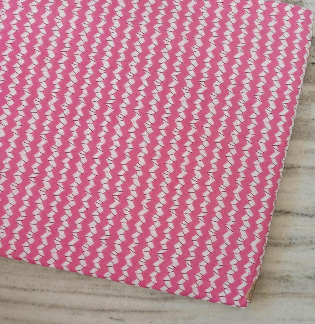 Pink Zigzag Cotton Fabric, Geometric Chevron Print Fabric, Modern Pattern Fabric by Yard, Quilting Sewing Craft Fabric, Soft Cotton Material