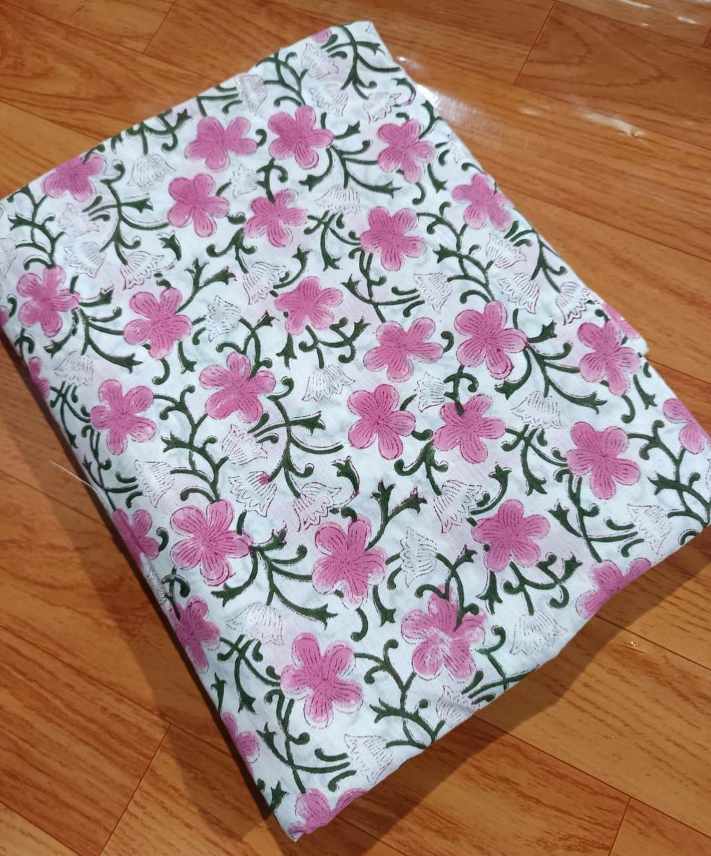 Pink Indian Hand Block Print Fabric, 100% Cotton Quilting Fabric By The Yard, Fabric For Dress Making, Loose Running Fabric, Napkin Fabric