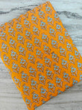 Soft Mustard Yellow Color Floral Block Print Cotton Fabric by the Yard, Indian Hand Printed Cotton, Boho Sewing Quilting Dress Making Fabric