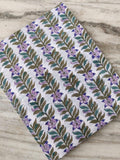 White Purple Floral Cotton Fabric, Soft Cotton Fabric by the Yard, Quilting, Sewing, Dressmaking, Fabric for Loose Running, Textile Fabric