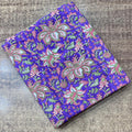 Purple Floral Hand Block Print Cotton Fabric, Indian Block Printed Fabric by Yard, Boho Flower Cotton Fabric for Dressmaking, Quilting