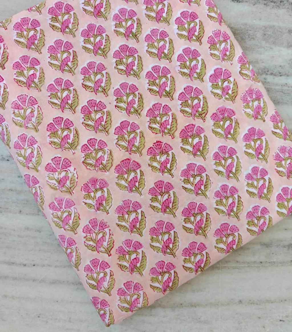Indian Hand Block Print Fabric, Floral 100% Cotton Quilting Fabric By The Yard, Fabric For Dress Making, Loose Running Fabric, Napkin Fabric
