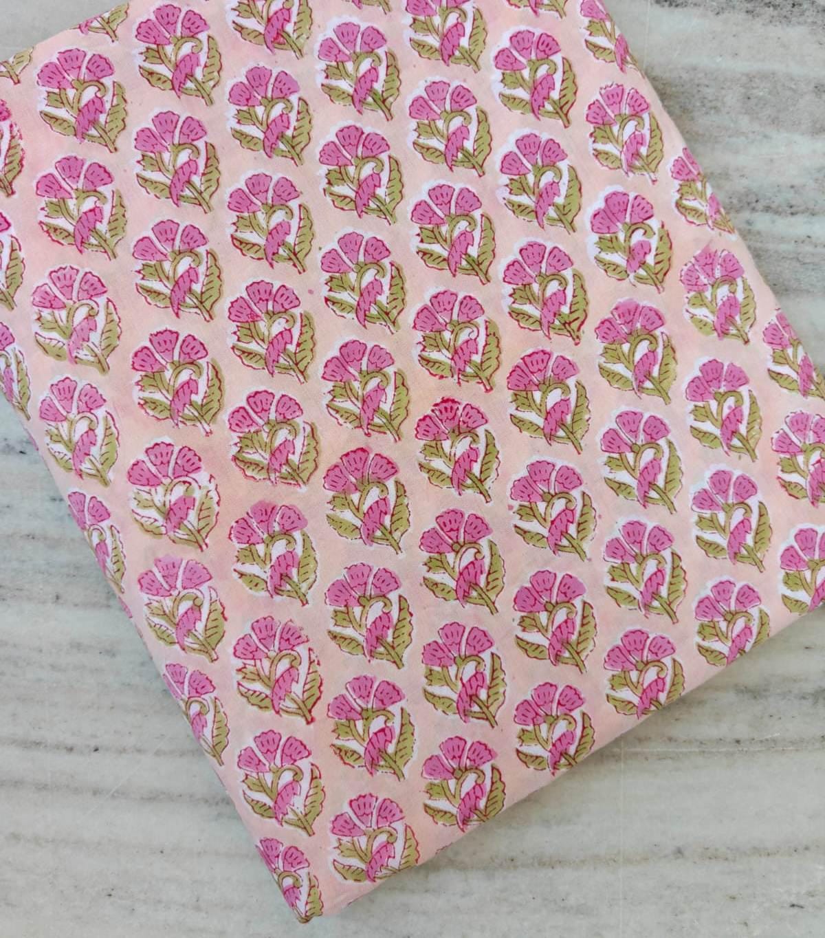 Indian Hand Block Print Fabric, Floral 100% Cotton Quilting Fabric By The Yard, Fabric For Dress Making, Loose Running Fabric, Napkin Fabric