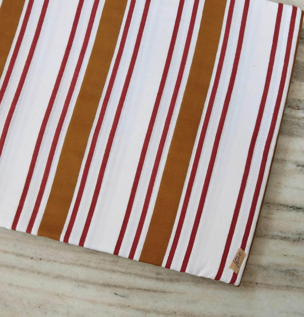 Mustard Red Stripe Cotton Fabric, Vertical Striped Fabric, Cotton Dress Material, Fabric by Yard, Curtain Upholstery Fabric, Summer Fabric