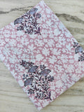 Pink Cotton Fabric with Green Floral Print, Handmade Indian Block Print Fabric by the Yard, Soft Cotton for Quilting, Sewing, Dressmaking