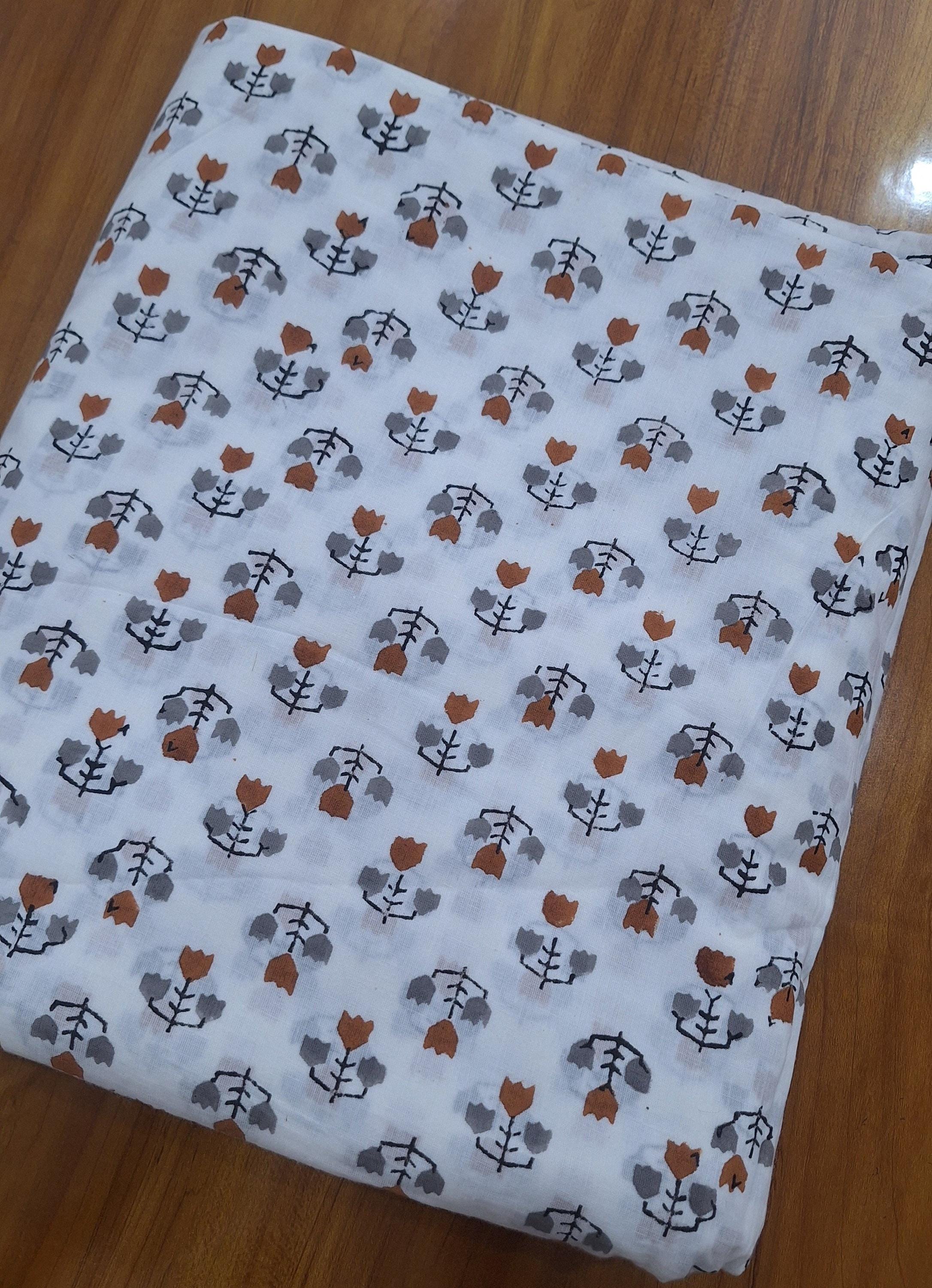 Mini Floral Cotton Fabric, Hand Block Print Fabric, Indian Cotton Textile, Small Buti Print Fabric, Soft Lightweight Sewing Craft Fabric