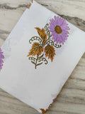 Pink Floral Cotton Fabric by the Yard, White Background Flower Print, Botanical Indian Block Print Style Fabric, Dressmaking Quilting Fabric