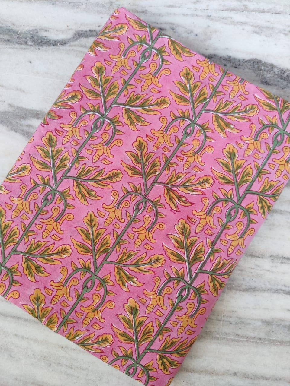 Soft Cotton, Indian Hand Block Print Fabric, Floral 100% Cotton Fabric By The Yard, Fabric for Loose Running, Dress Making, Textile Fabric