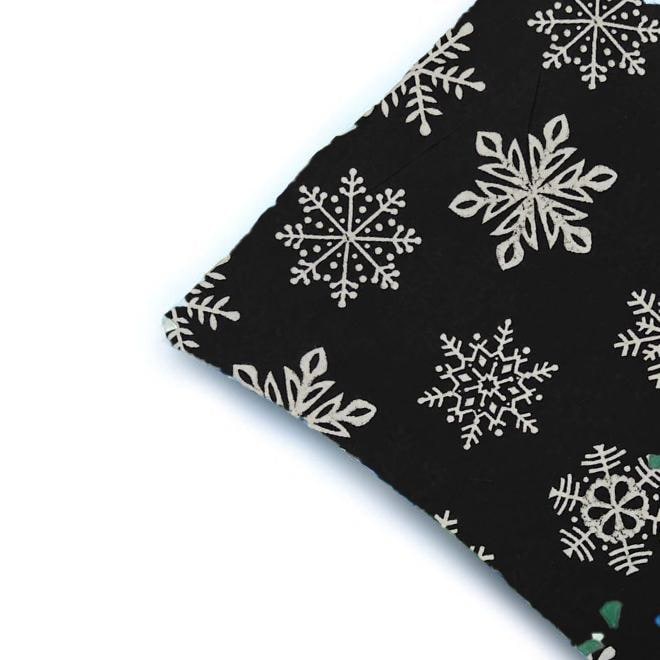 Black Snowflake Cushion Cover Hand Block Print Cotton Pillow Cover Christmas Winter Decor Modern Holiday Throw Pillow Festive Sofa Cushion