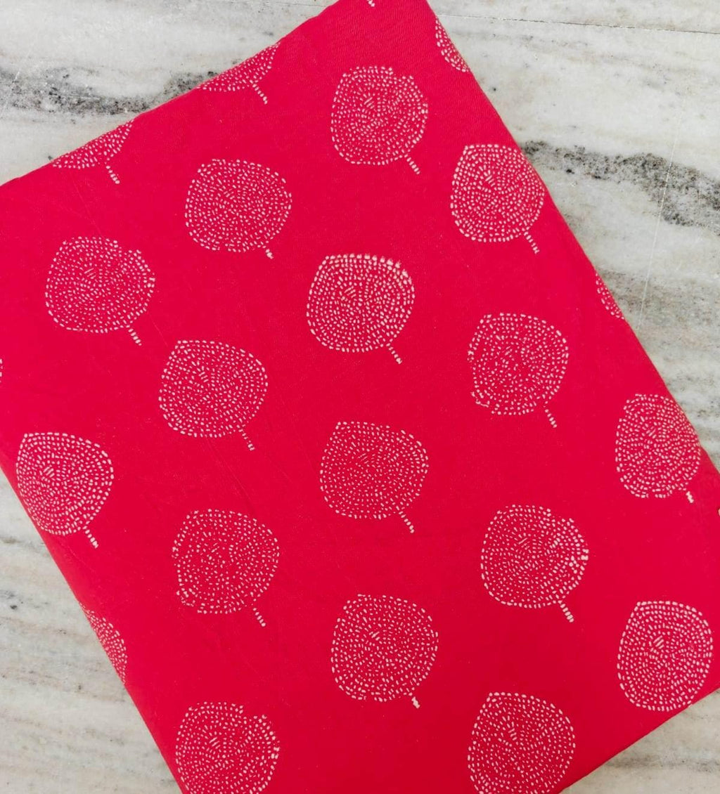 Red Cotton Fabric with Dotted Circle Print, Minimalist Geometric Fabric, Hand Block Style Polka Dot Textile, Quilting Sewing Craft Fabric