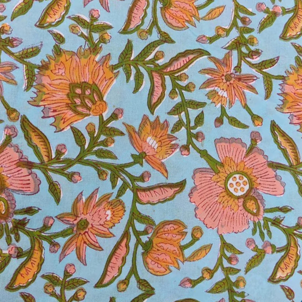 Pink and Orange Floral Cotton Cushion Cover, Hand Block Print Pillow Case, Decorative Throw Pillow, Boho Sofa Decor, Christmas Pillowcases