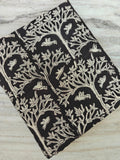 Black and White Cotton Fabric by Yard, Bird Tree Block Print Fabric, Indian Hand Block Cotton, Nature Botanical Fabric for Dressmaking