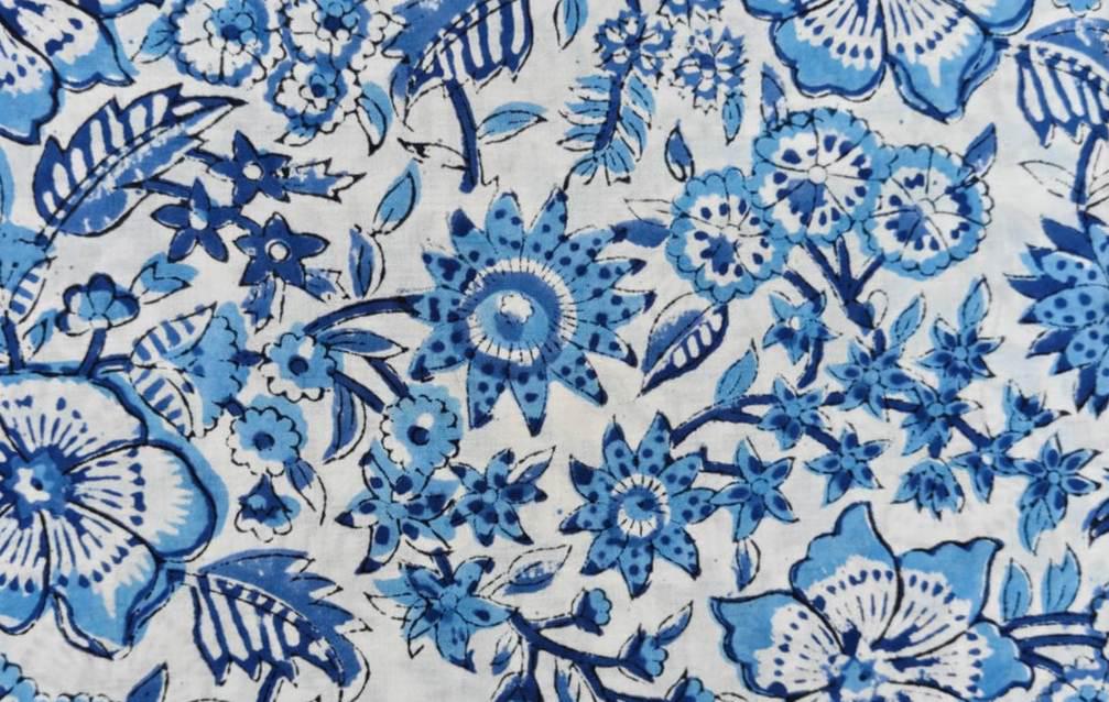 Multi Color Indian Hand Block Print Fabric, Floral 100% Cotton Quilting Fabric By The Yard, Dressmaking Fabric, Napkins Fabric, Loose Fabric