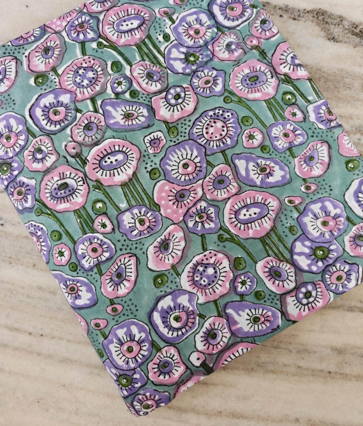 Teal Floral Cotton Fabric, Pink Purple Flower Print, Retro Floral Fabric by the Yard, Quilting Cotton, Vintage Style Fabric, Sewing Fabric