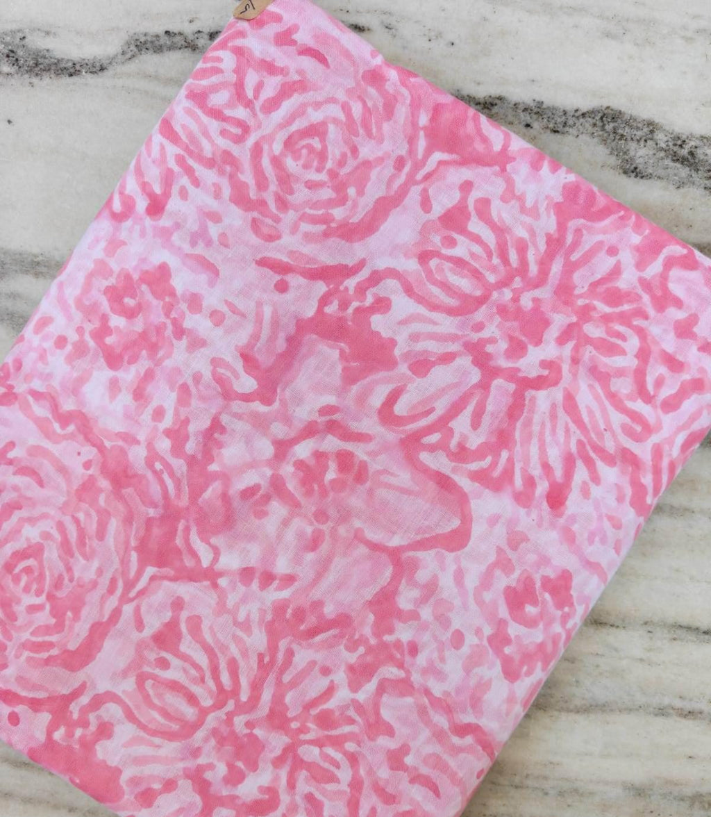 Pink Floral Cotton Fabric, Tonal Rose Print Fabric, Light Pink Cotton Fabric, Quilting Sewing Craft Fabric Soft Feminine Dressmaking Textile