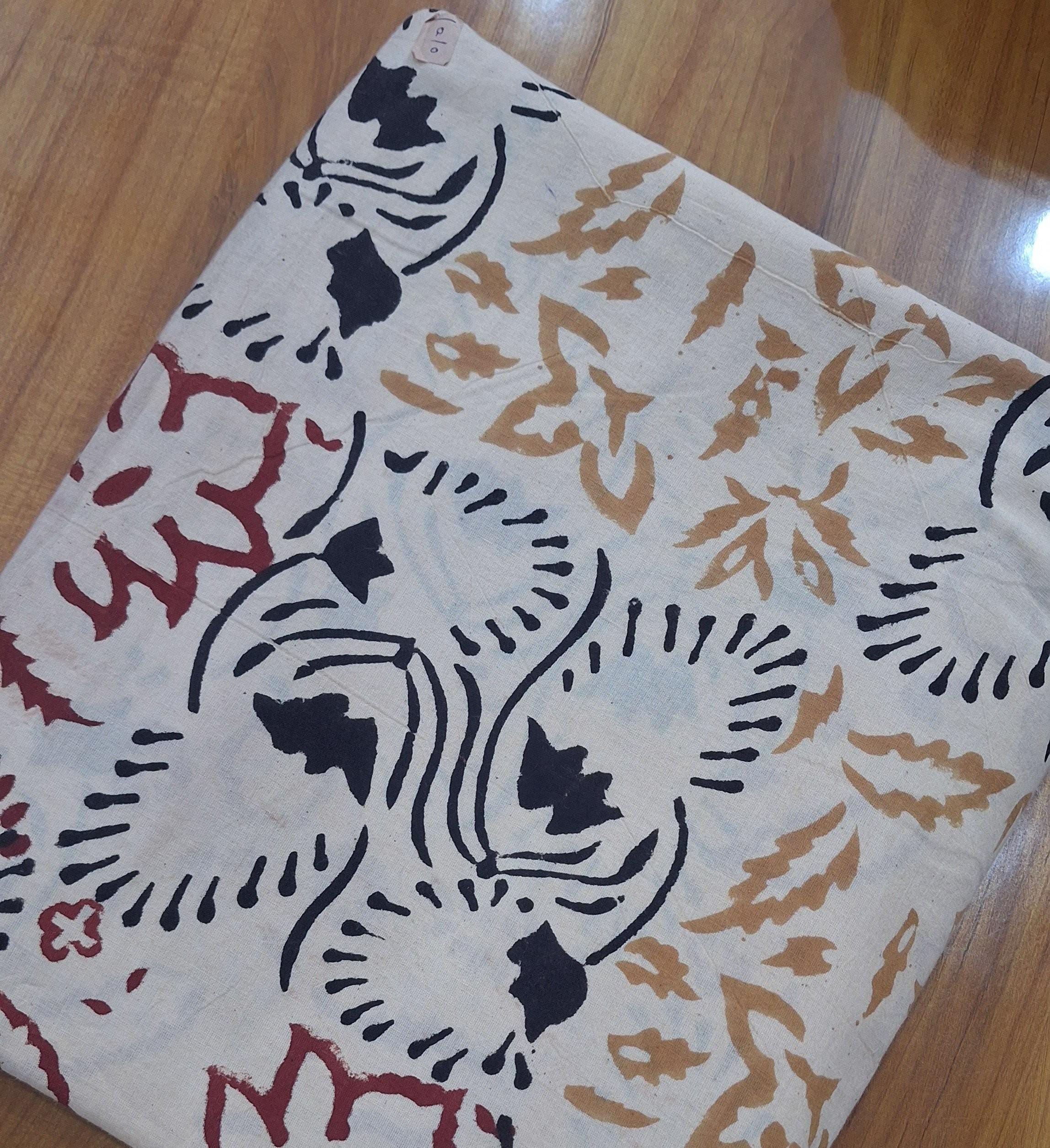 Hand Block Print Cotton Fabric, Floral Ethnic Cotton Fabric, Natural Cotton Cloth for Sewing, Quilting, Craft, Indian Style Fabric by Yard