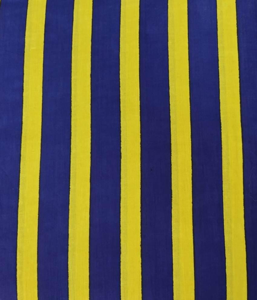 Blue Yellow Stripe Cotton Fabric, Bold Striped Cotton by Yard, Modern Stripe Fabric for Sewing, Upholstery Craft Fabric, Lightweight Textile