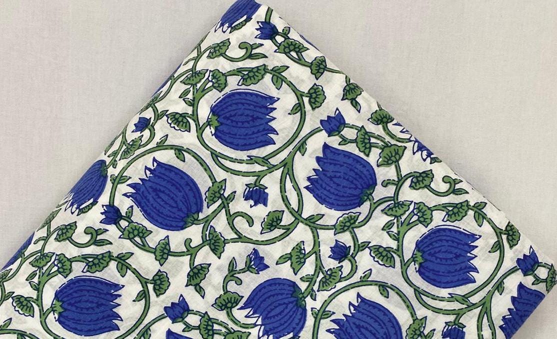 Multi Color Block Print Fabric, Floral 100% Cotton Quilting Fabric By The Yard, Fabric For Dress Making, Fabric Pillow, Personlized Dress