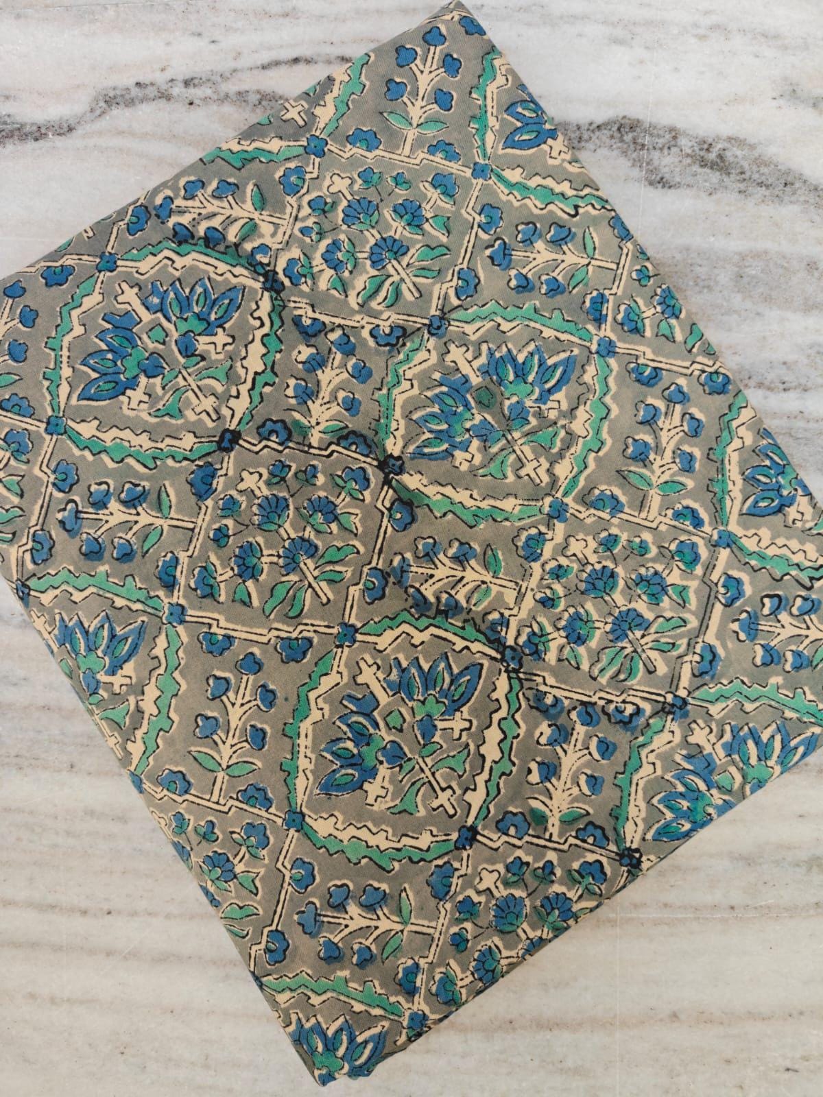 New Arrival Indian Hand Block Print Cotton Fabric by Yard, Blue Floral Jaipur Print, Traditional Sanganeri Textile, Boho Sewing Fabric