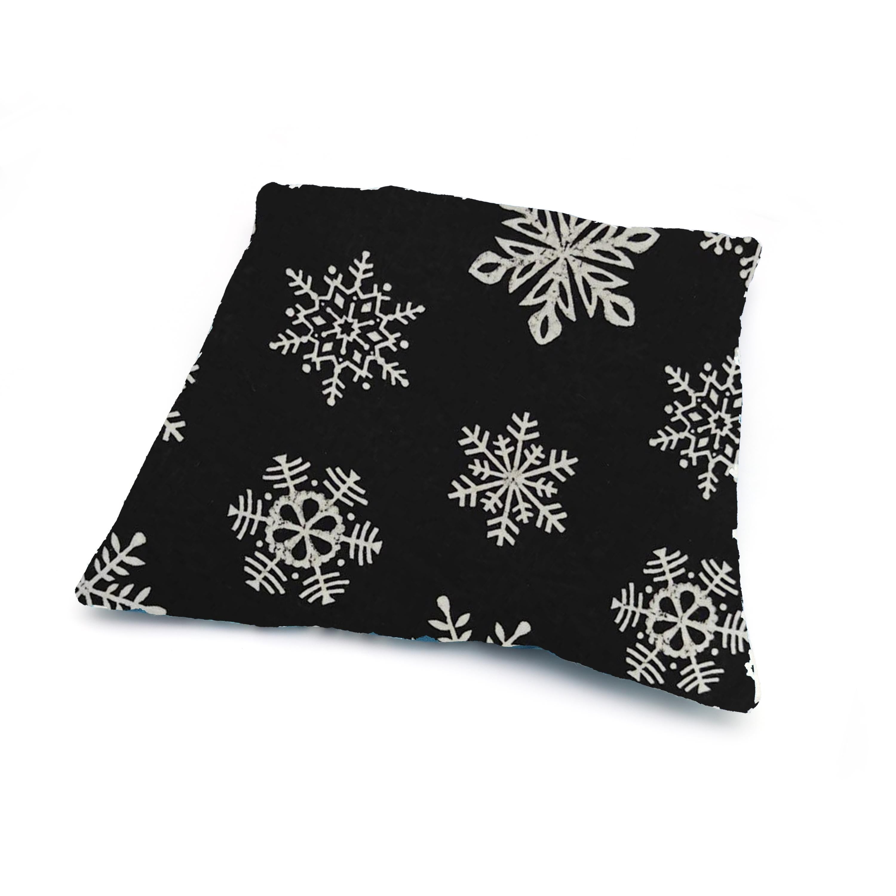 Black Snowflake Cushion Cover Hand Block Print Cotton Pillow Cover Christmas Winter Decor Modern Holiday Throw Pillow Festive Sofa Cushion