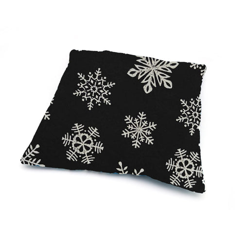 Black Snowflake Cushion Cover Hand Block Print Cotton Pillow Cover Christmas Winter Decor Modern Holiday Throw Pillow Festive Sofa Cushion