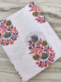Indian Hand Block Print Fabric, Floral 100% Cotton Quilting Fabric By The Yard, Handmade Fabric, Loose Running Fabric, Textile Fabric, Gifts
