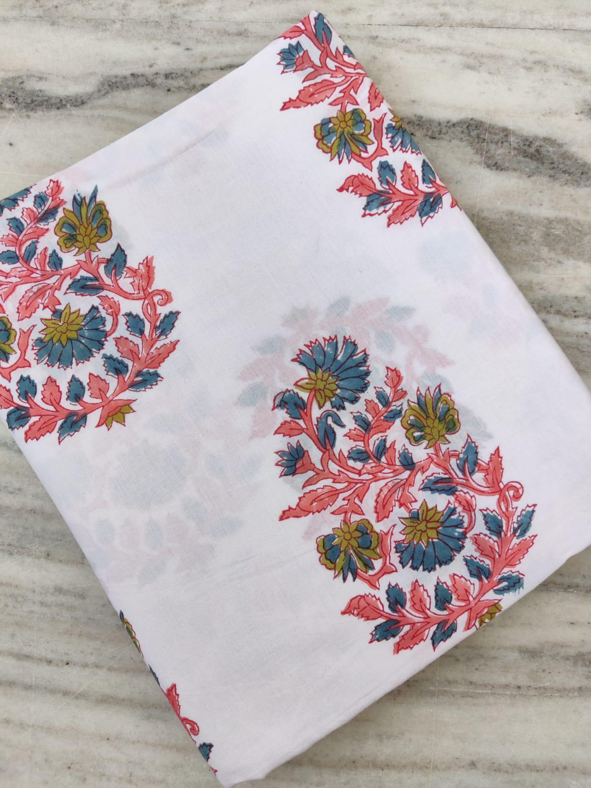 Indian Hand Block Print Fabric, Floral 100% Cotton Quilting Fabric By The Yard, Handmade Fabric, Loose Running Fabric, Textile Fabric, Gifts