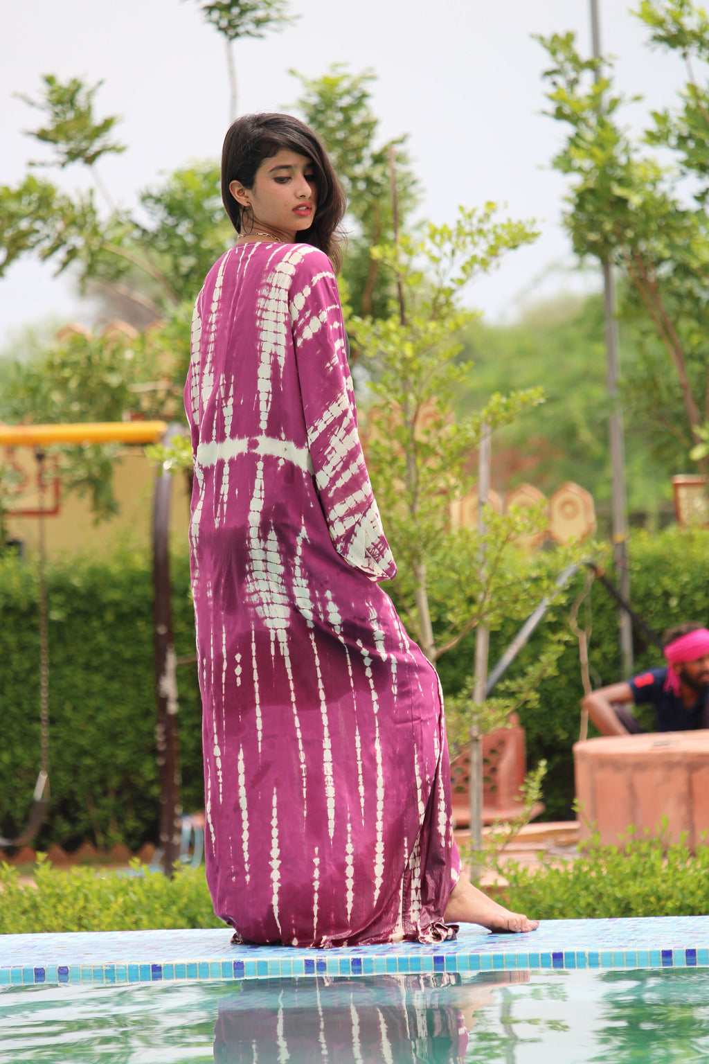 Hand Tie Dye Rayon Kimono: Lightweight Swim Cover-Up