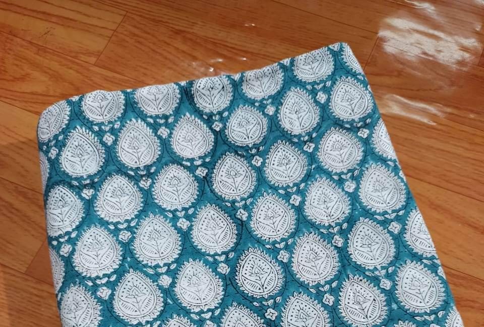 Hand Block Print Cotton Fabric: Indian Floral Quilting, Dressmaking By The Yard