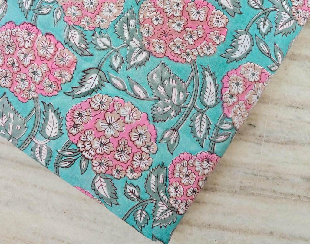 Green Cotton Fabric, Indian Soft Cotton by the Yard, Textile Fabric, Napkins, Table Cover Fabric, Floral Dressmaking Fabric, Christmas Decor
