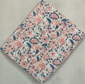 Floral Cotton Fabric by the Yard, Pink Blue Block Print Fabric, Indian Hand Printed Fabric, Soft Lightweight Fabric for Dressmaking Quilting