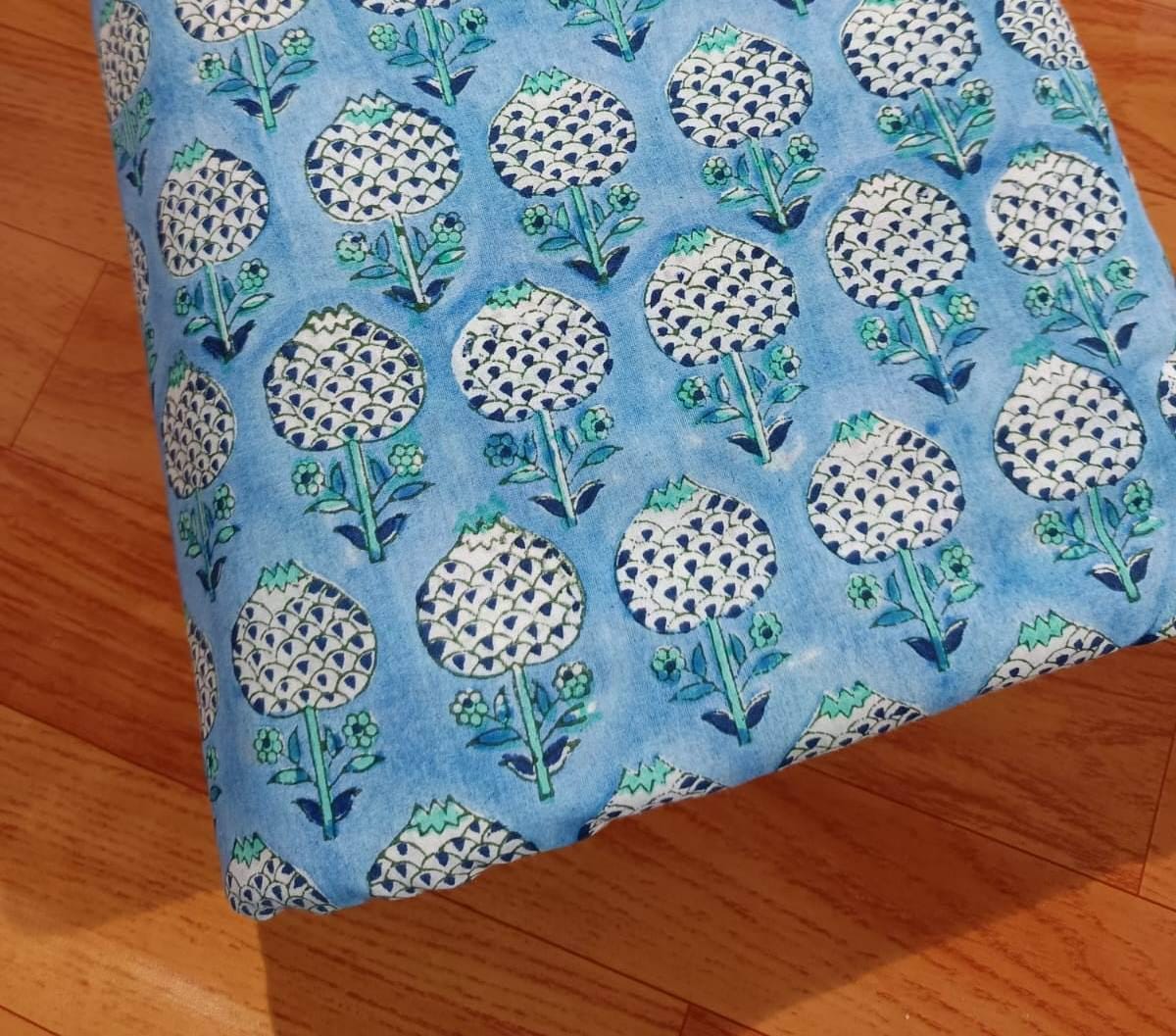 Beautiful Designer Keri Print Indian Hand Block Cotton Fabric by the Yard, 100% Soft Cotton Fabric for Dressmaking, Loose Running Fabric
