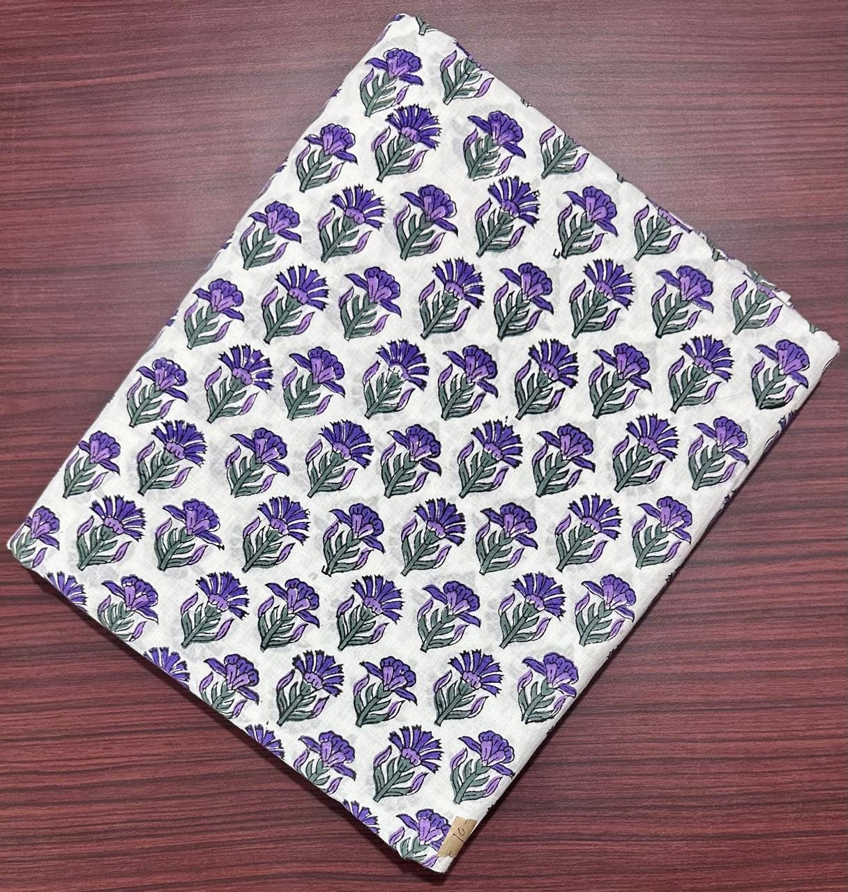 Purple Floral Hand Block Print Cotton Fabric, Indian Cotton Fabric by Yard, Boho Flower Print for Dress Making Fabric, Quilting & Home Decor