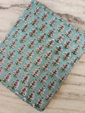 Hand Block Print Cotton Fabric, Floral Cotton Fabric by Yard, Indian Handmade Fabric, Green Pink Flower Print, Craft Sewing Quilting Fabric