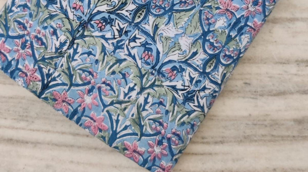 Soft Cotton, Indian Hand Block Print Fabric, Floral 100% Cotton Fabric By The Yard, Fabric for Loose Running, Dress Making, Textile Fabric