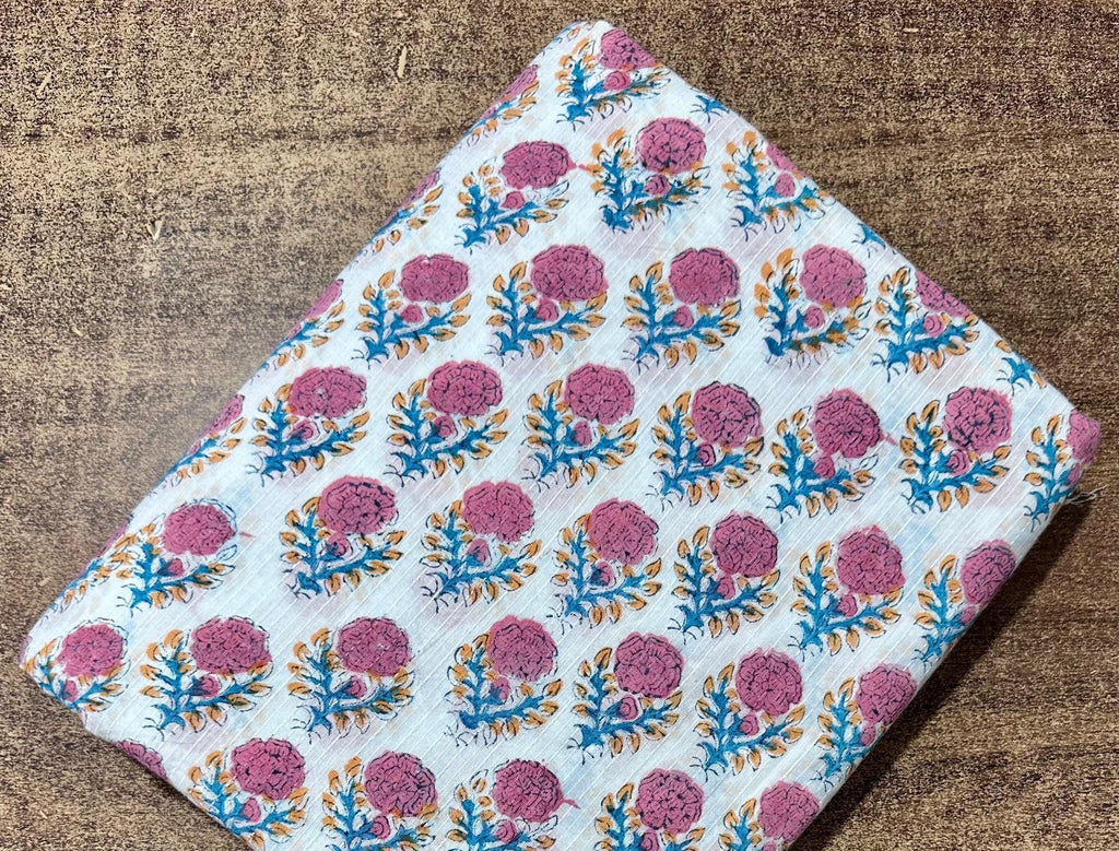 Colourful Indian Hand Block Print Fabric, Soft Cotton Fabric, Floral 100% Cotton Fabric By The Yard, Fabric For Loose Running Textile Fabric