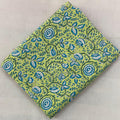 Green Soft Cotton, Indian Hand Block Print Fabric, 100% Cotton Fabric By The Yard, Fabric for Loose Running, Dress Making, Textile Fabric