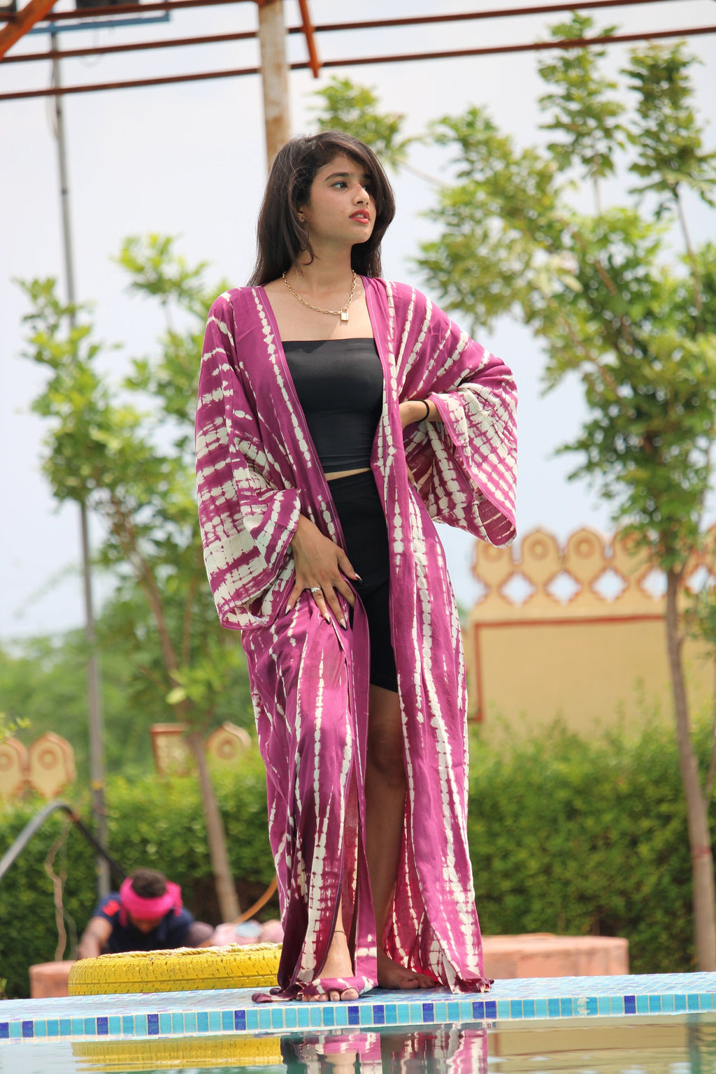 Hand Tie Dye Rayon Kimono: Lightweight Swim Cover-Up