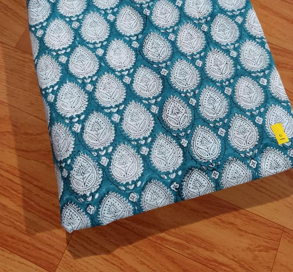 Hand Block Print Cotton Fabric: Indian Floral Quilting, Dressmaking By The Yard