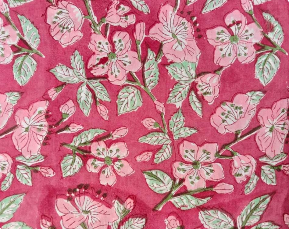 Pink Floral Cotton Fabric, Cherry Blossom Print Fabric, Lightweight Cotton Quilting Fabric, Dressmaking Fabric, Spring Flower Textile