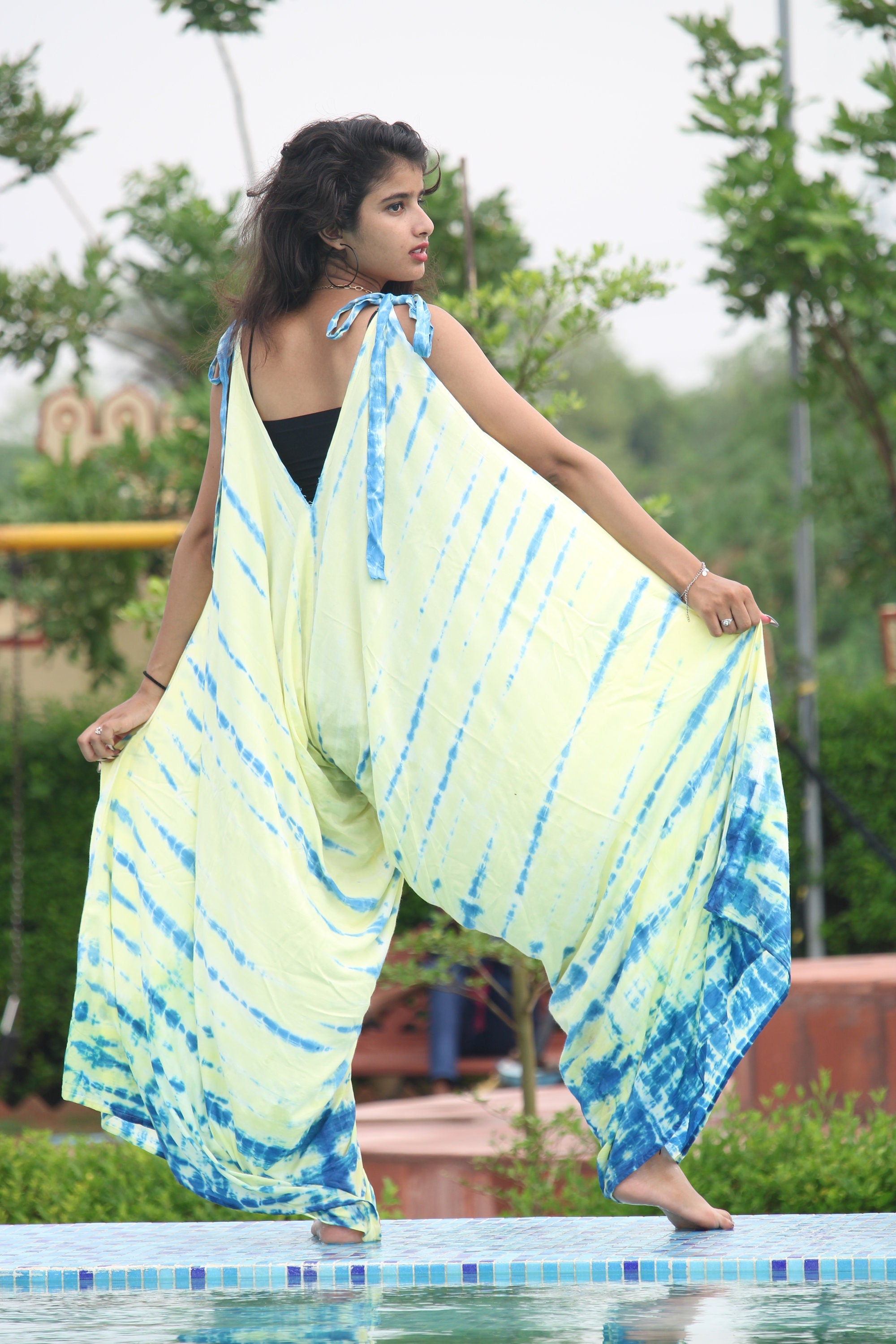 Rayon Tie Dye Jumpsuit: Boho Wide Leg Summer Kaftan