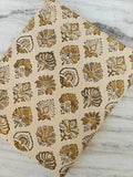 Mustard Floral Cotton Fabric by the Yard, Cream Block Print Style Fabric, Boho Indian Handblock Inspired, Fabric For Dress Making, Napkins