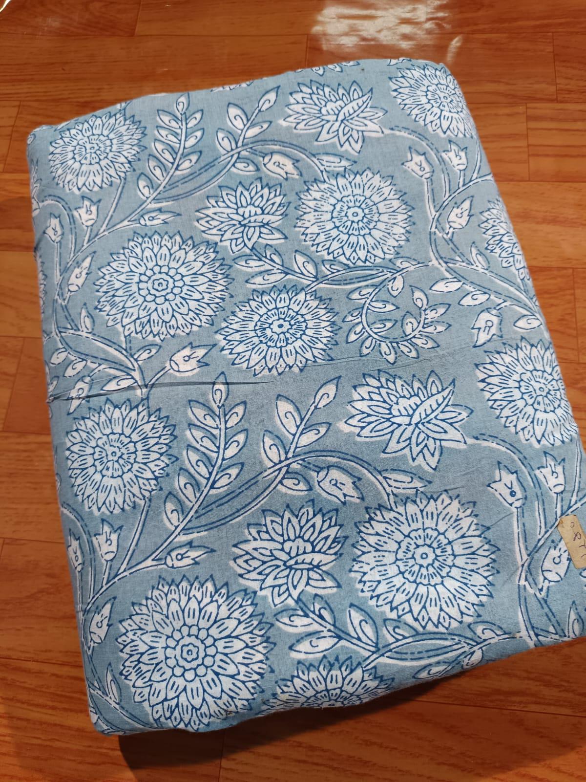 Hand Block Print Cotton Fabric: Indian Floral Quilting Fabric By The Yard