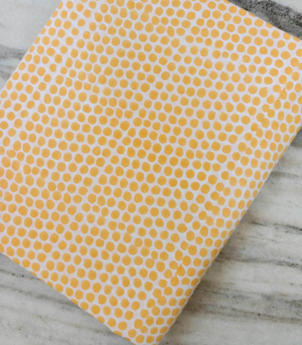 Yellow Polka Dot Cotton Fabric, Hand Block Print Textile, Mustard Dot Print Fabric, Soft Lightweight Cotton, Sewing Craft Fabric By the Yard