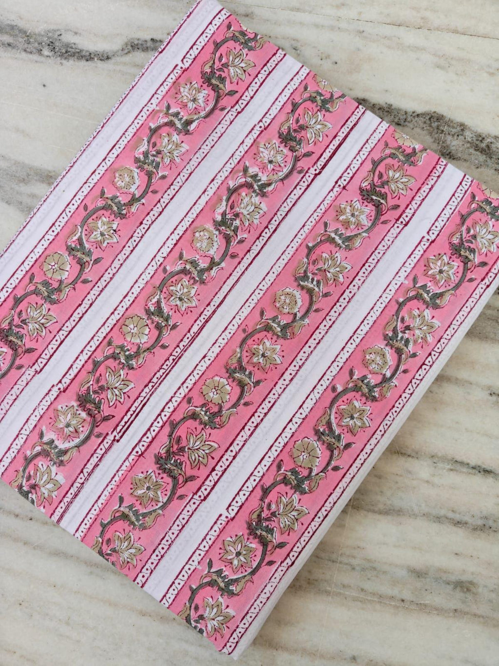 Pink Floral Cotton Fabric, Light Pink Hand Block Print by the Yard, Indian Soft Cotton for Quilting, Fabric Dressmaking, Personlized Fabric