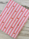 Pink Stripe Heart Cotton Fabric by the Yard, Valentine Heart Fabric, Cute Love Print Fabric, Apparel Sewing Material, Romantic Craft Fabric
