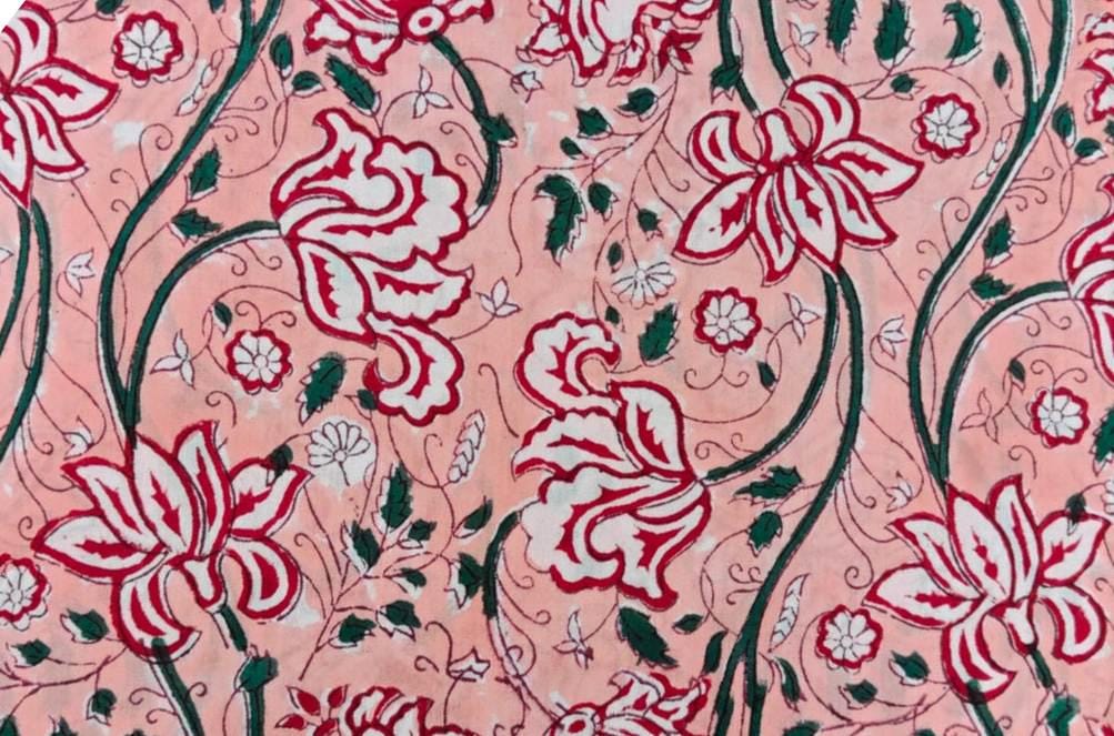 Pink Floral Cotton Fabric, Soft Printed Fabric Sewing, Dressmaking & Quilting, Botanical Flower Pattern Material, Craft Fabric by the Yard