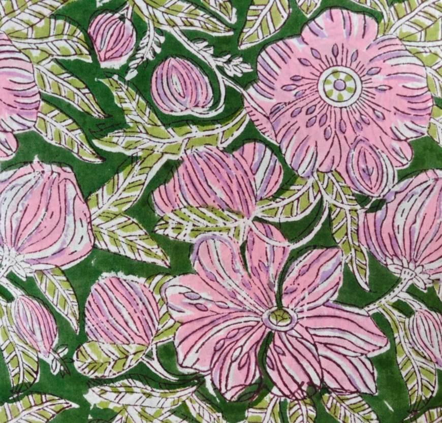 Soft Cotton, Indian Hand Block Print Fabric, Floral 100% Cotton Fabric By The Yard, Fabric for Loose Running, Dress Making, Textile Fabric