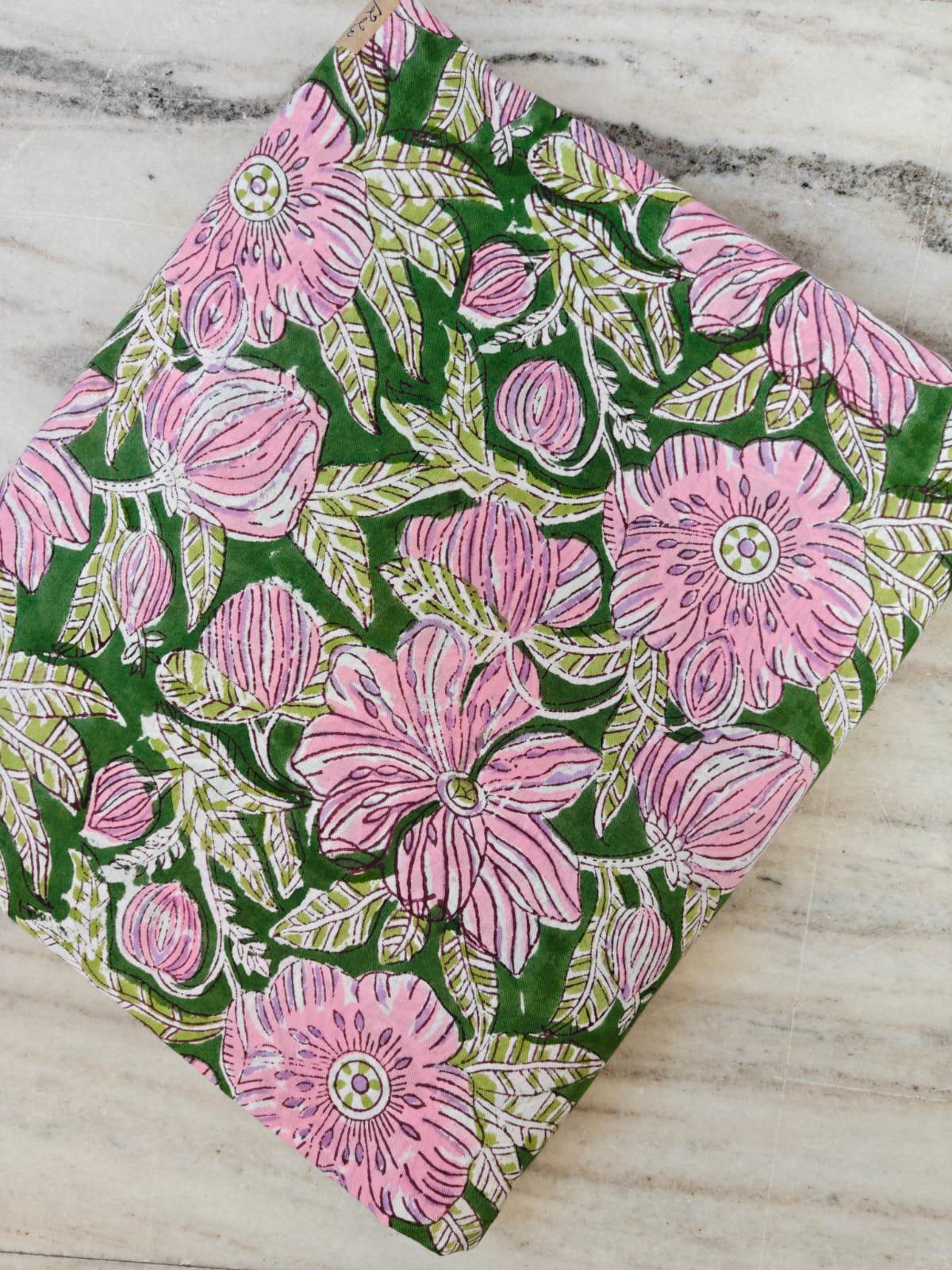 Soft Cotton, Indian Hand Block Print Fabric, Floral 100% Cotton Fabric By The Yard, Fabric for Loose Running, Dress Making, Textile Fabric