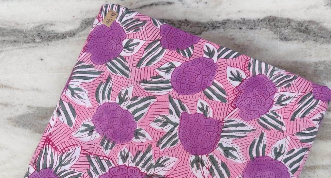 Indian Hand Block Print Fabric, Floral 100% Cotton Quilting Fabric By The Yard, Fabric For Dress Making, Loose Running Fabric, Napkin Fabric